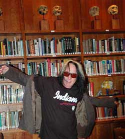 Todd Rundgren shows off Hoosier t-shirt.