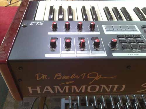 Dr. Booker T. Jones signed the SAI Hammond organ.