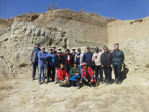 Research group at the Homo Erectus Monument in China